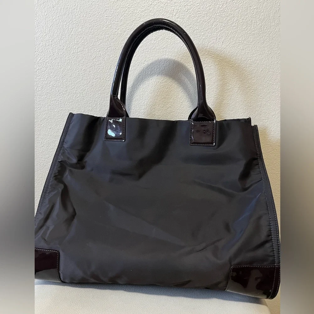 Tory Burch World Drive Black and Brown Leopard Heart Tote